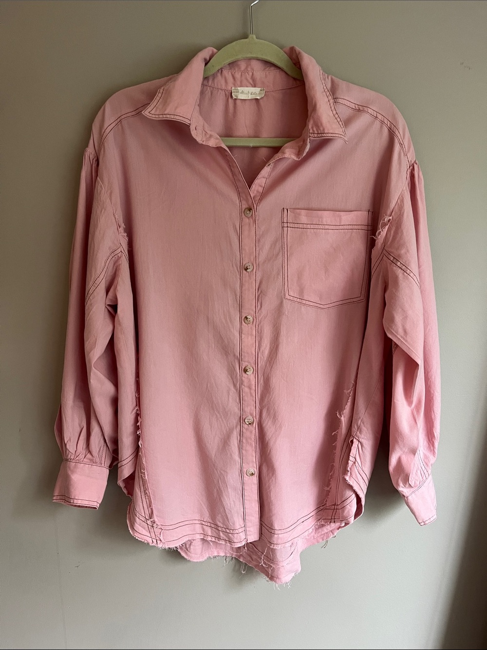 Altar'd State Pink Boho Oversized Long Sleeve Button Down Shirt size large